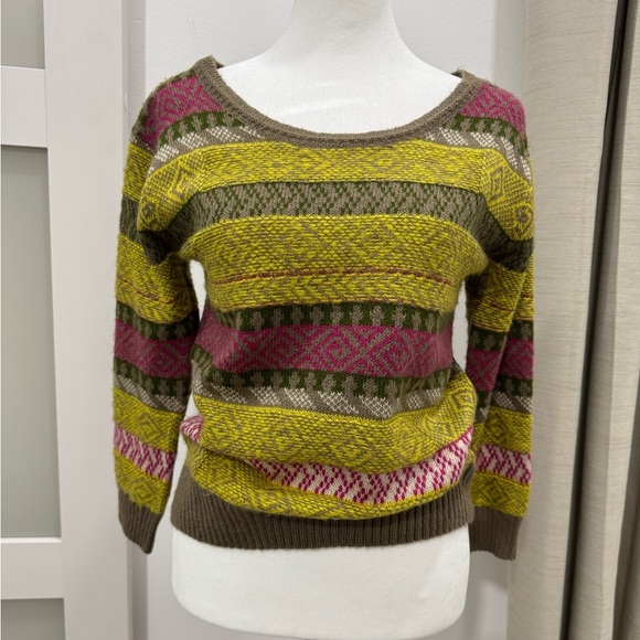 Chelsea & Violet Multicolor Patchwork Stripes Knit Sweater - Picture 1 of 6
